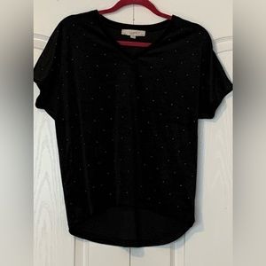 Loft velvet v-neck top with silver dots